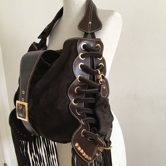 HUGE DSQUARED2 Suede Bag with Extra Long Fringe - Picture 5 of 8